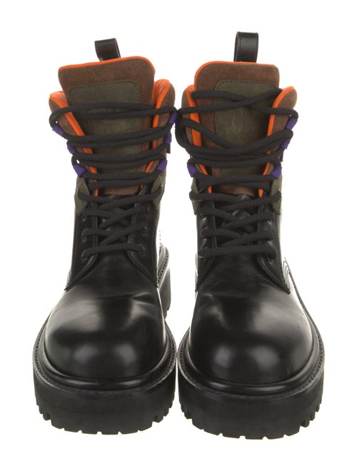 Altu Leather Colorblock Pattern Combat Boots