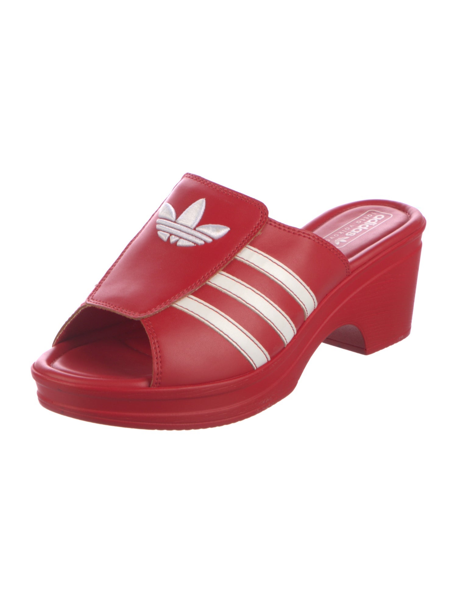 Adidas x Lotta Volkova Leather Striped Slides