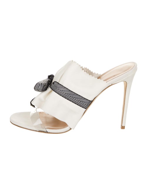 Alexander White Suede Striped Slides White