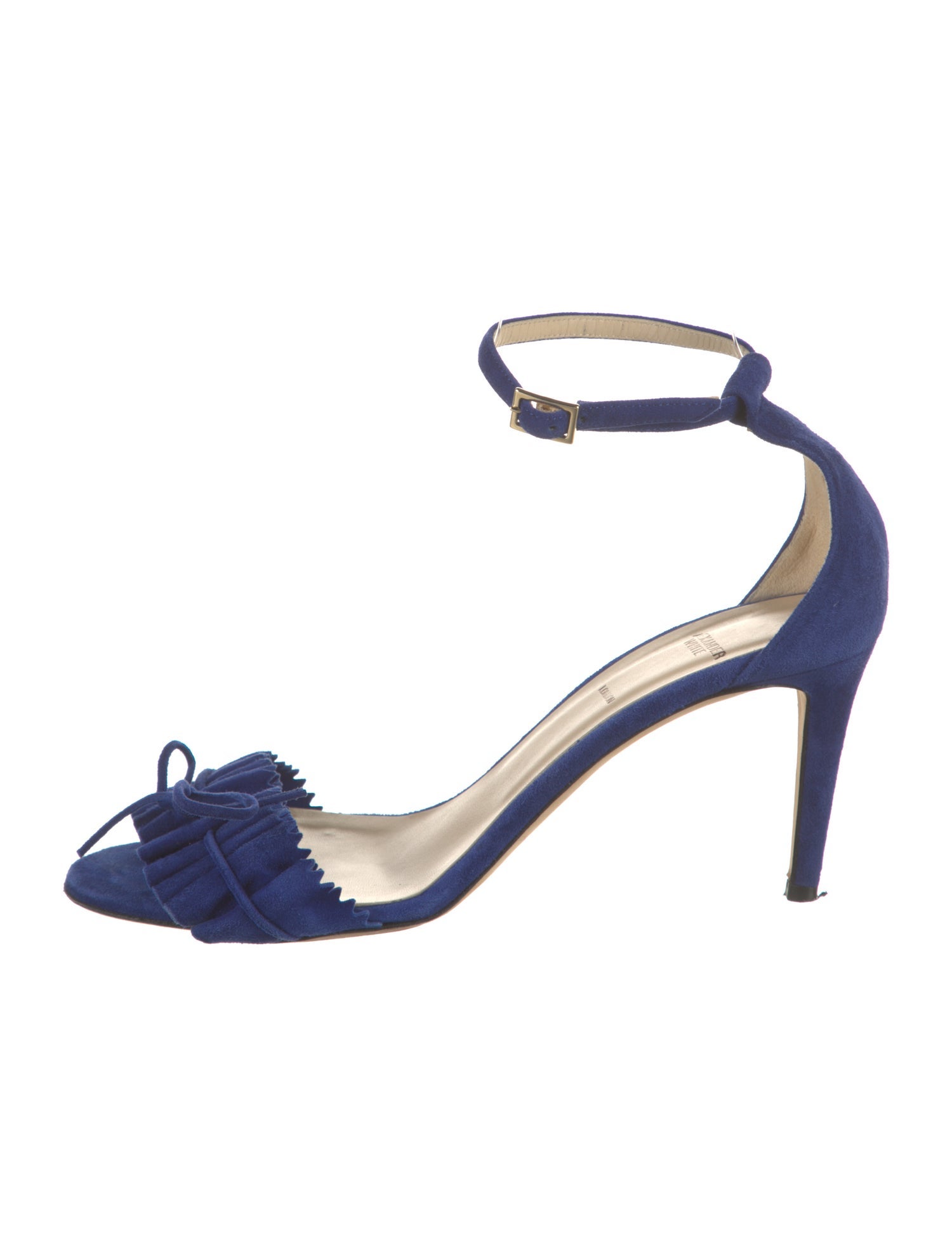 Alexander White Suede Ruffle Embellishment Sandals