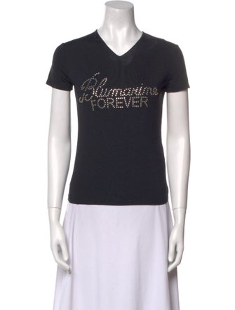 Anna Molinari Blumarine Graphic Print V-Neck T-Shirt