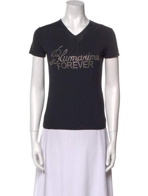 Anna Molinari Blumarine Graphic Print V-Neck T-Shirt