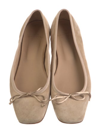 Ann Mashburn Suede Bow Accents Ballet Flats