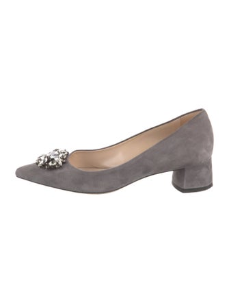 Ann Mashburn Suede Crystal Embellishments Pumps