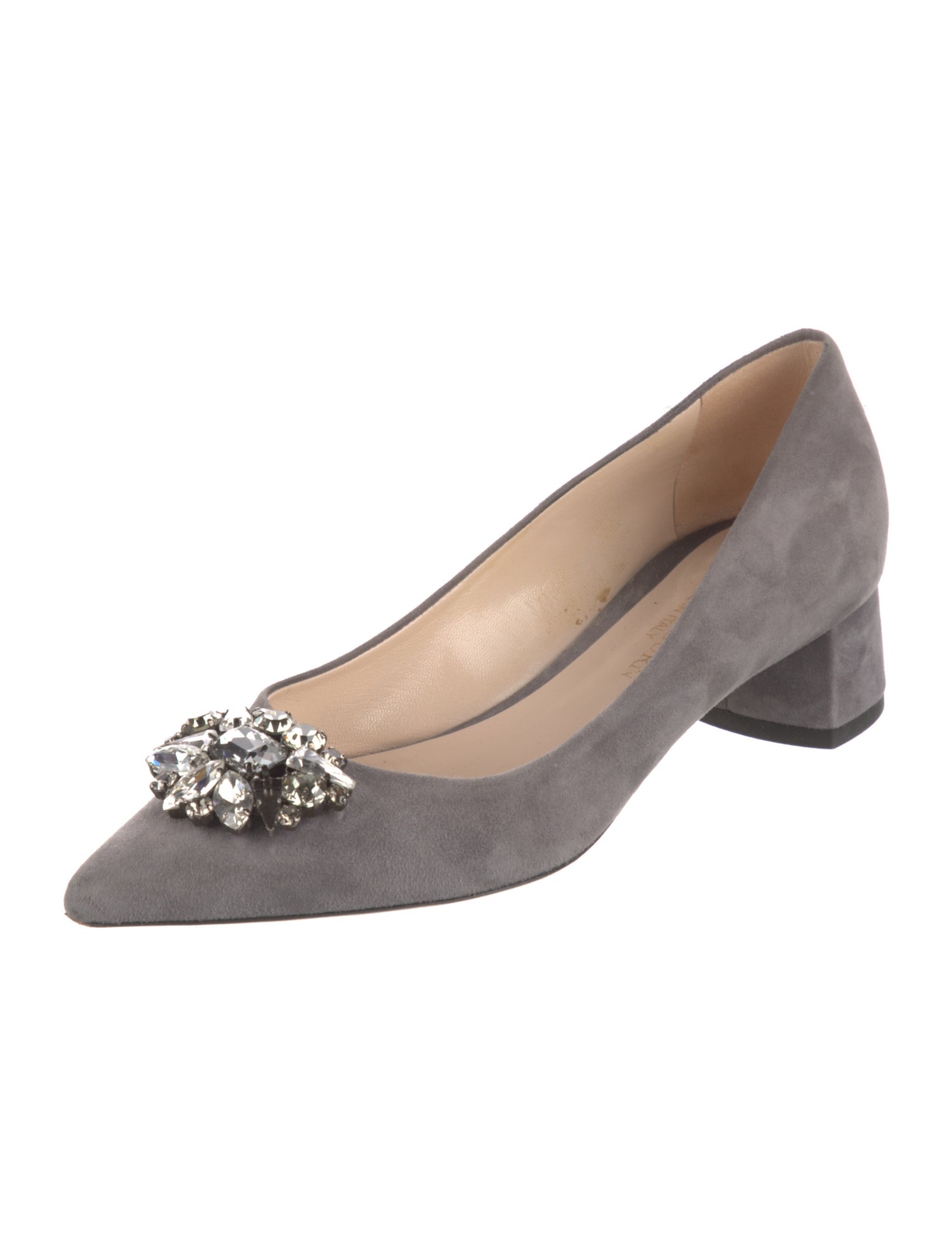 Ann Mashburn Suede Crystal Embellishments Pumps