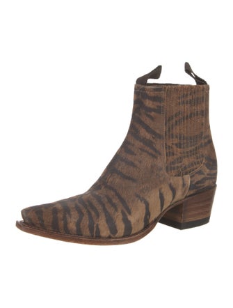 Ann Mashburn Suede Animal Print Western Boots