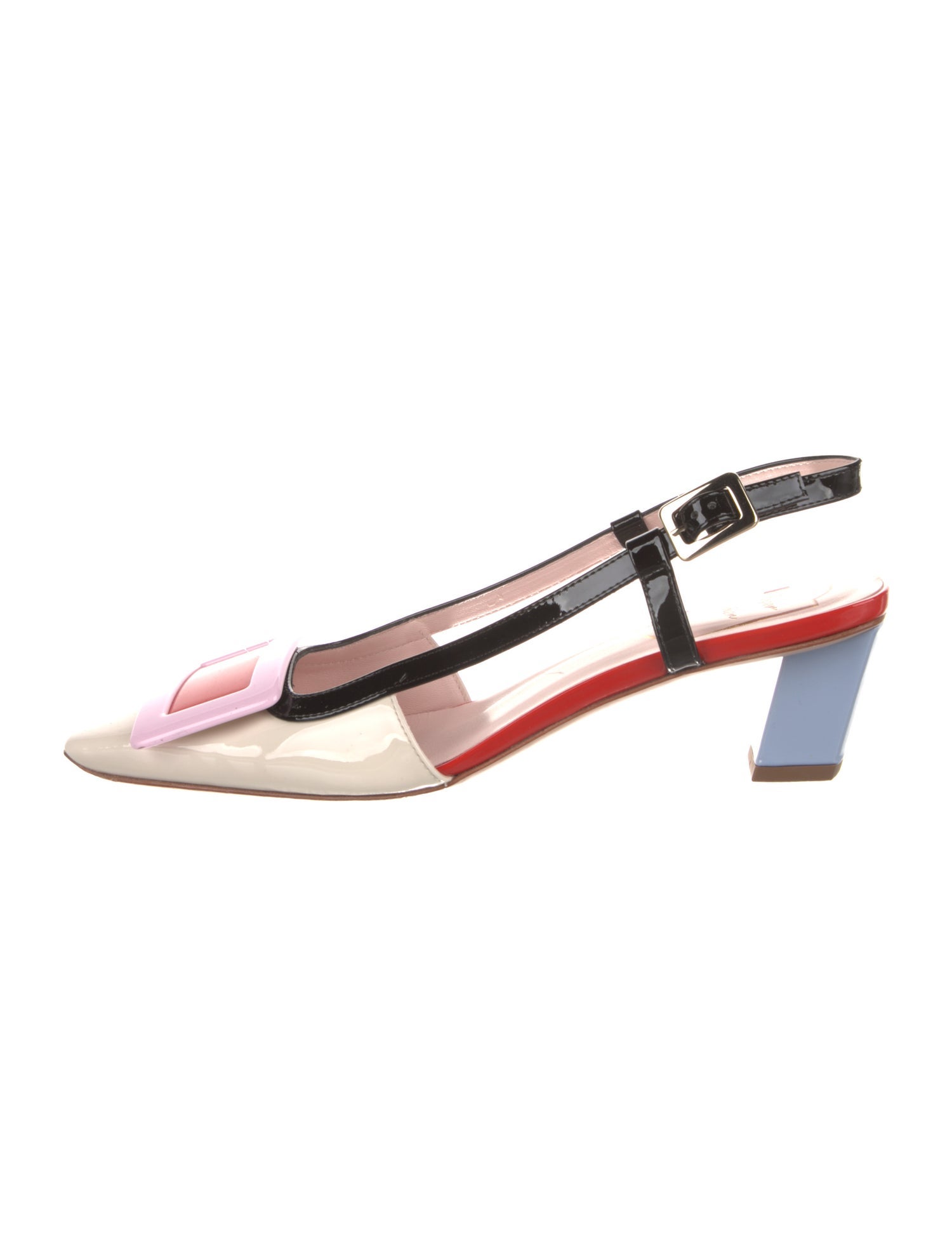Ann Mashburn Leather Colorblock Pattern Slingback Flats