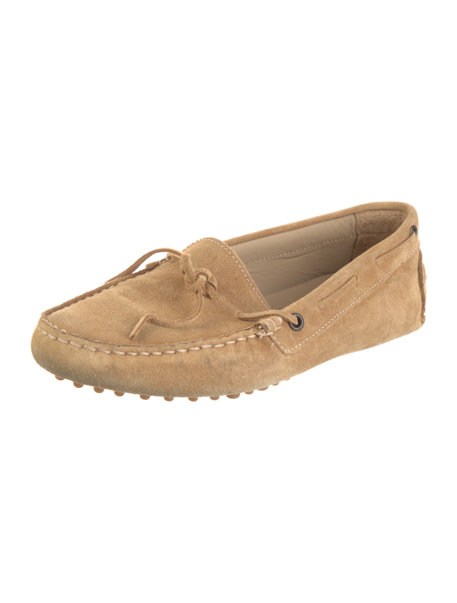Ann Mashburn Suede Bow Accents Moccasins