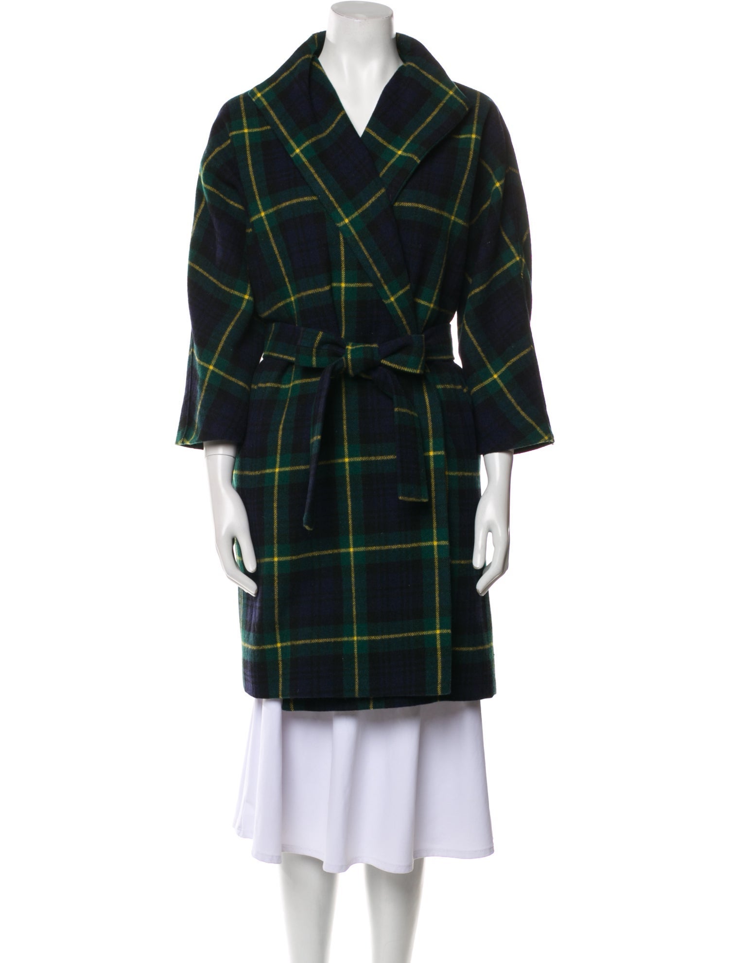 Ann Mashburn Wool Plaid Print Peacoat