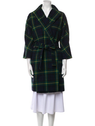 Ann Mashburn Wool Plaid Print Peacoat