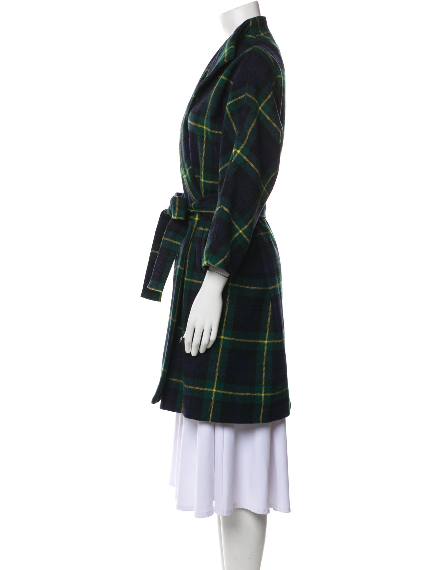 Ann Mashburn Wool Plaid Print Peacoat