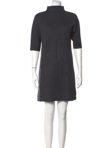 Pre-owned Ann Mashburn Merino Wool Mini Dress In Gray
