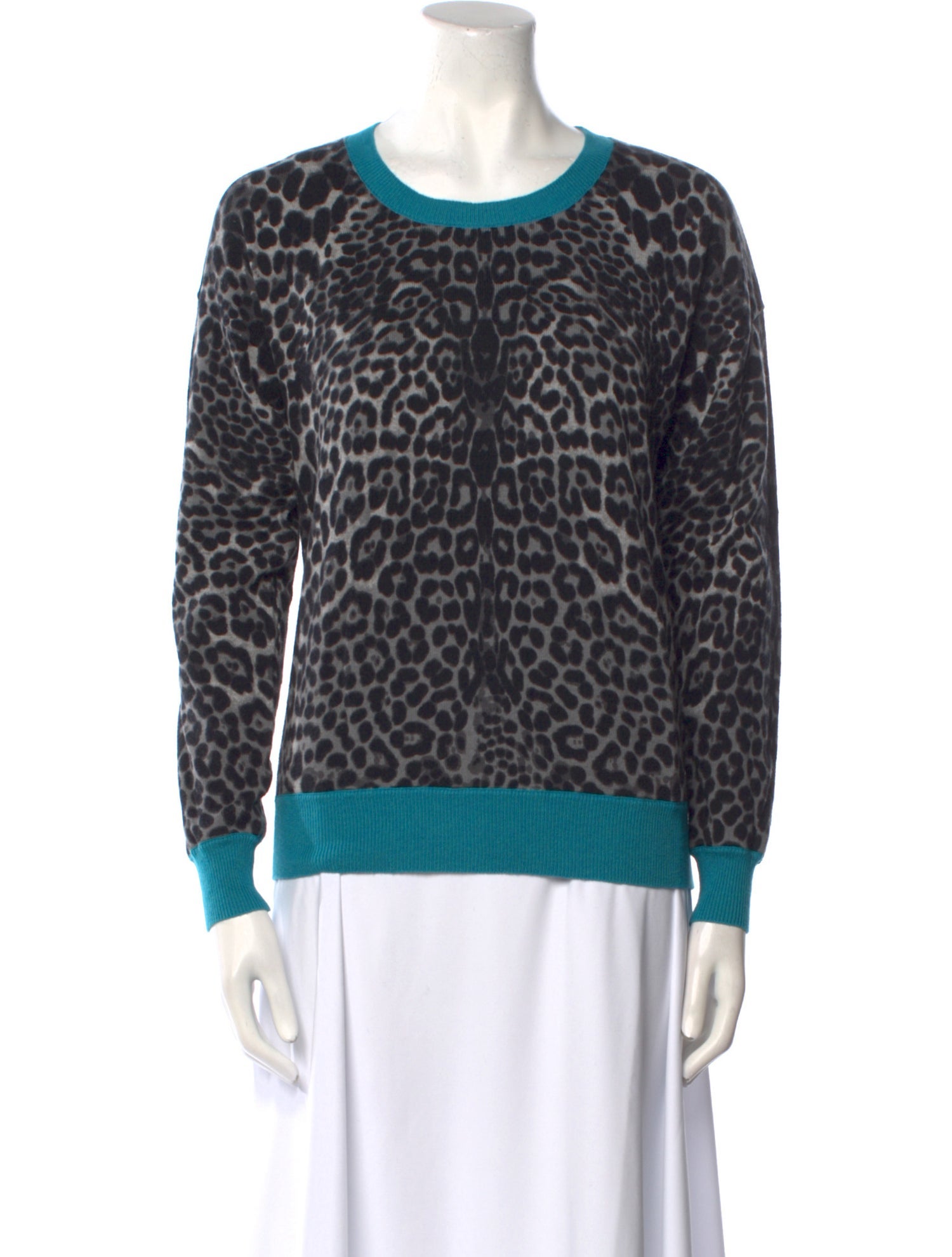 Amicale Animal Print Crew Neck Sweater