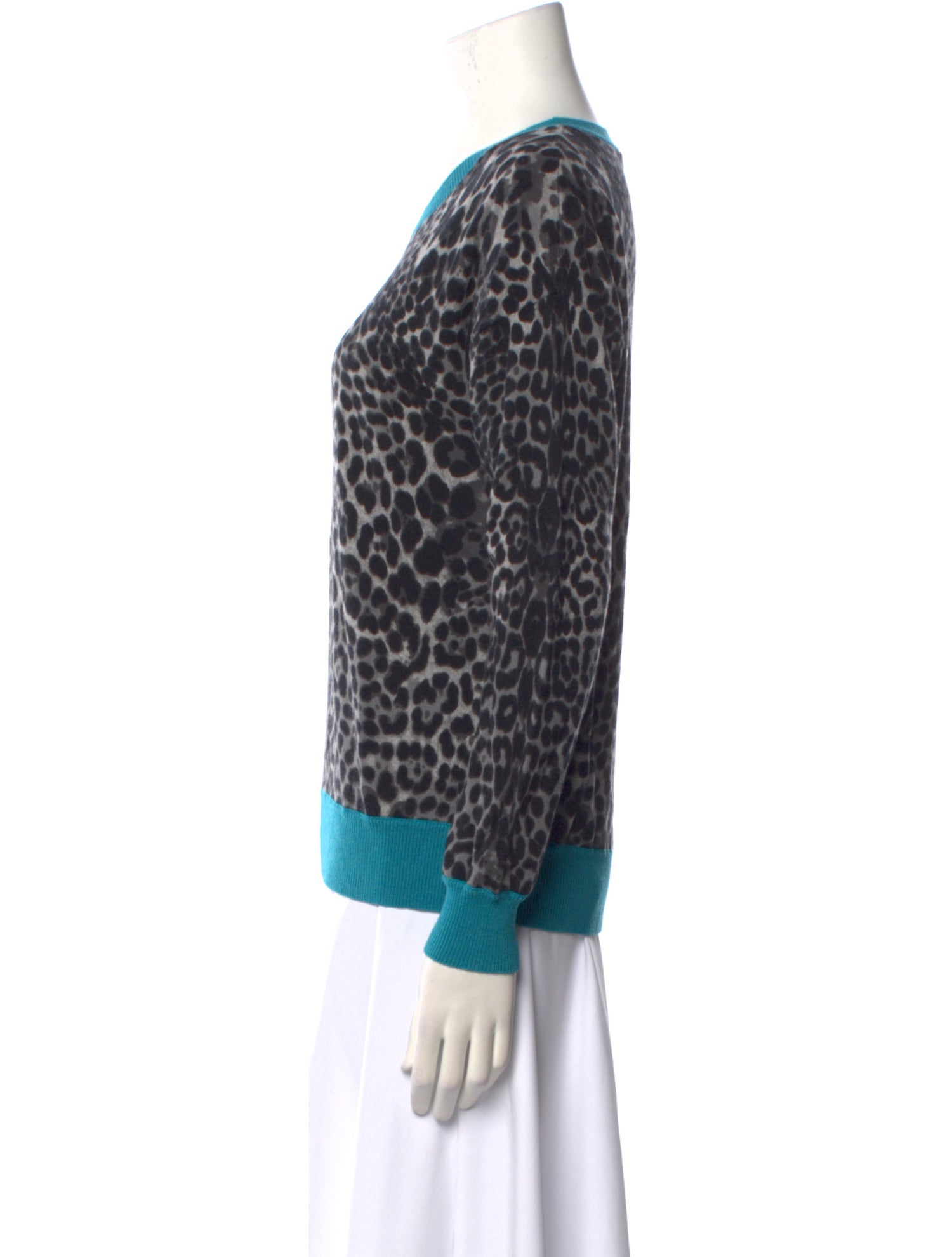 Amicale Animal Print Crew Neck Sweater
