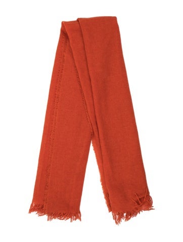 Pre-owned Amicale Cashmere Scarf In Orange