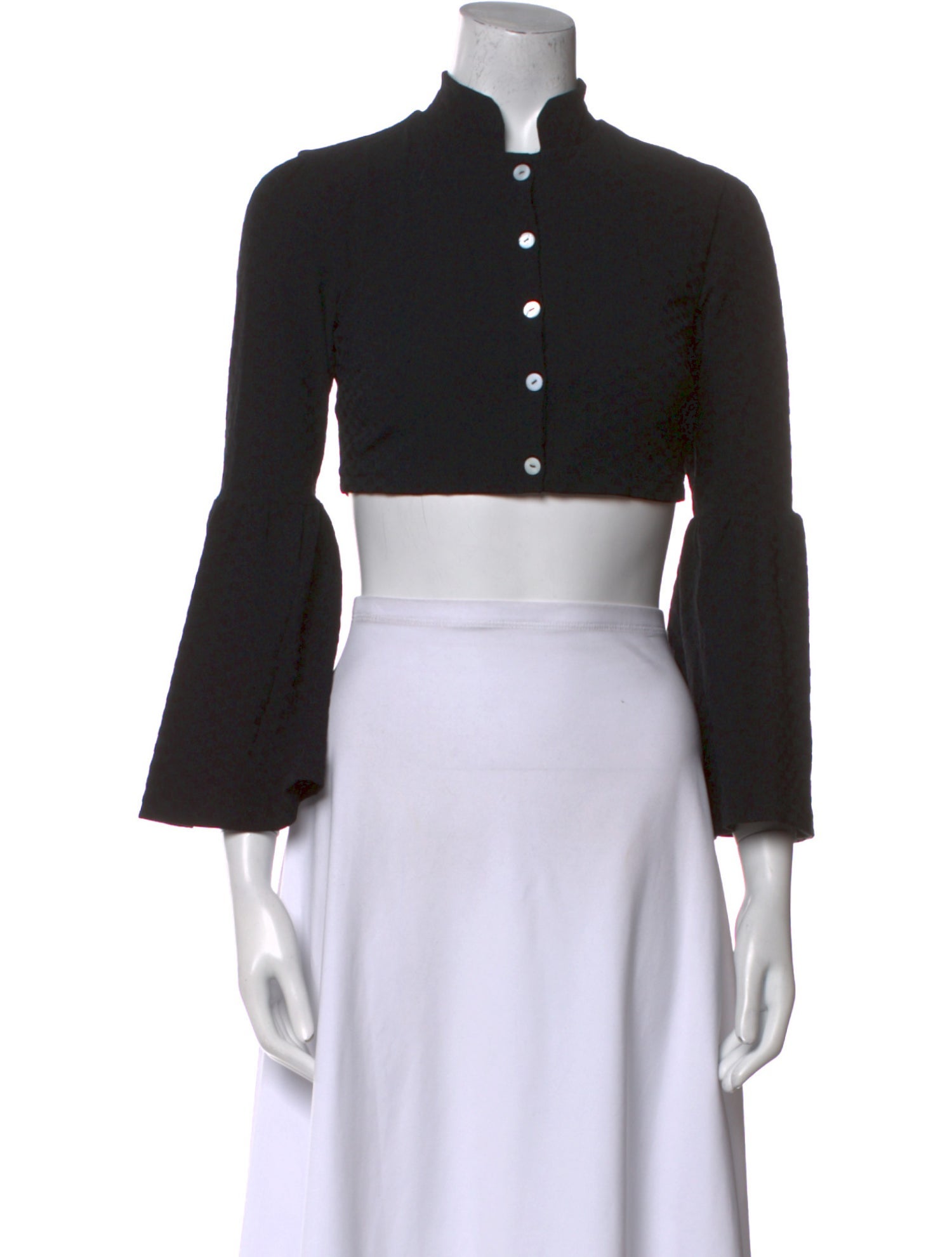 Amaio Swim Mock Neck Three-Quarter Sleeve Crop Top