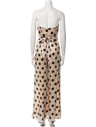 Alexandra Miro Silk Polka Dot Print Jumpsuit