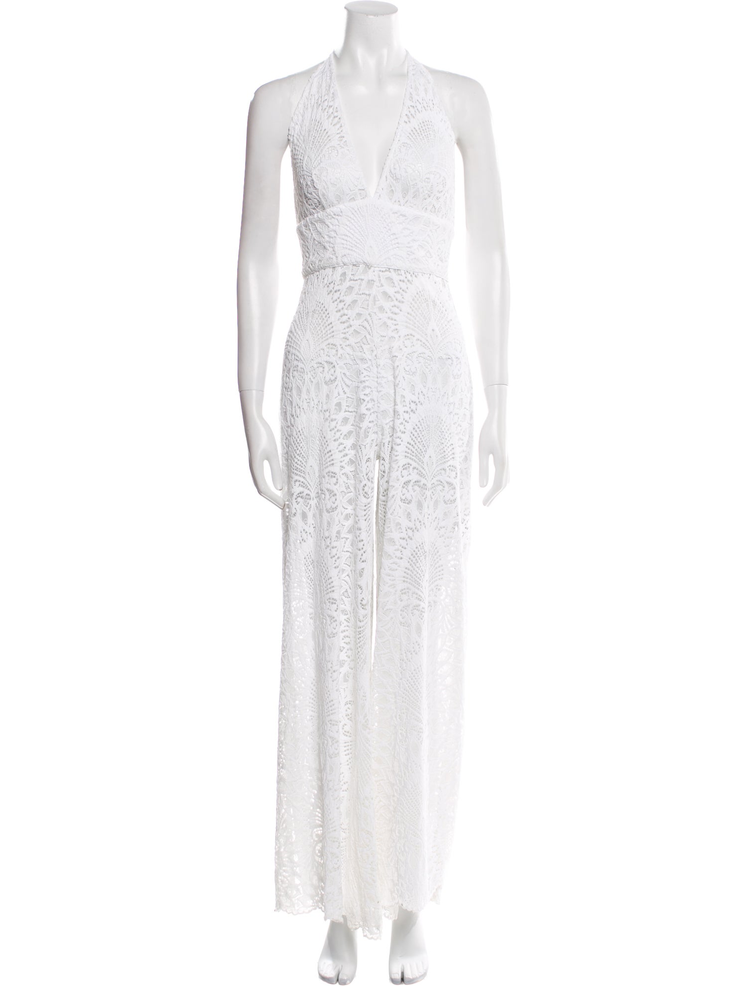 Alexandra Miro Lace Pattern Halterneck Jumpsuit