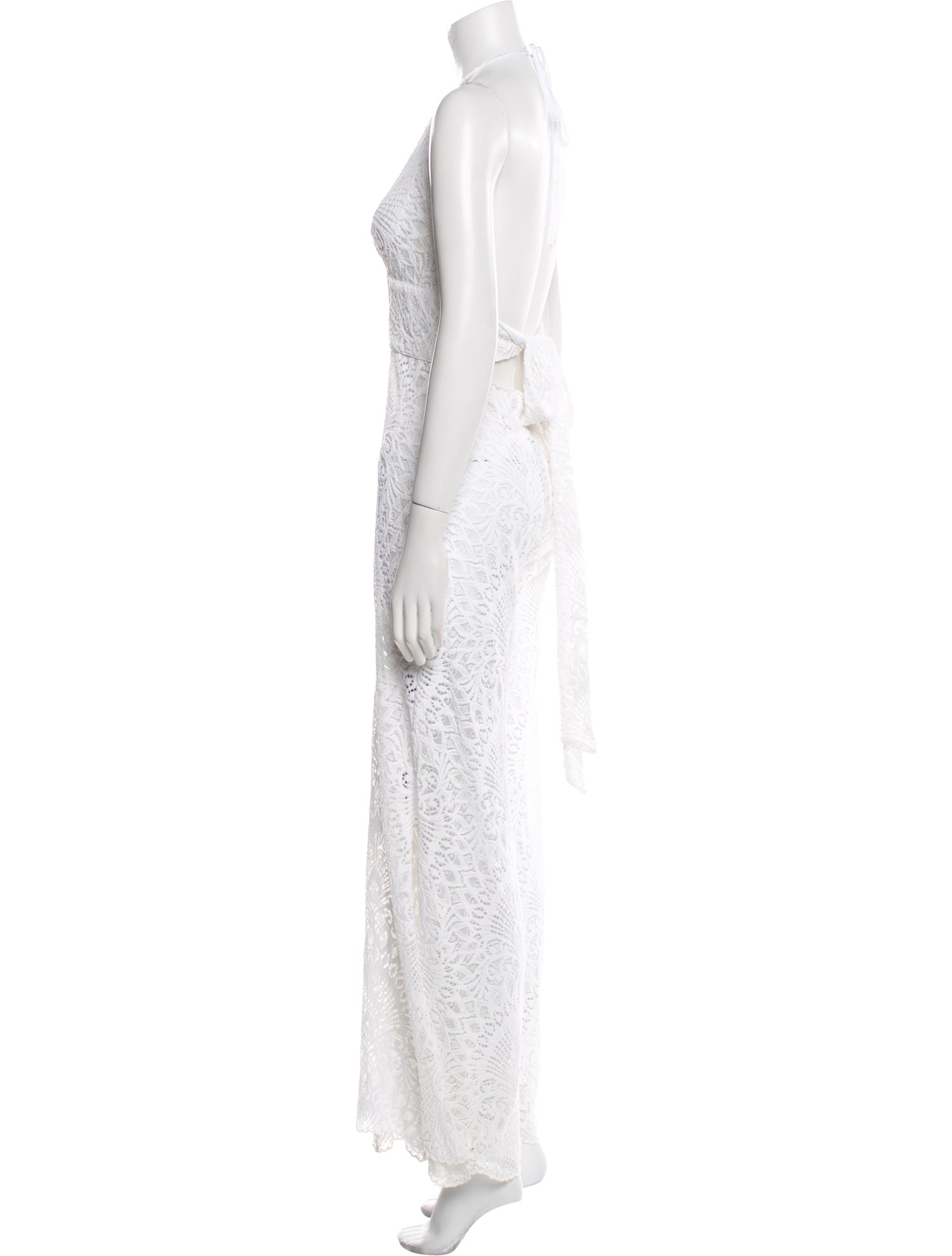 Alexandra Miro Lace Pattern Halterneck Jumpsuit