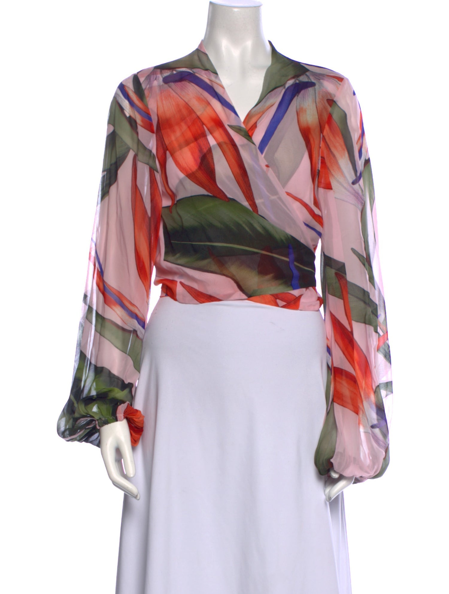 Alexandra Miro Printed V-Neck Blouse