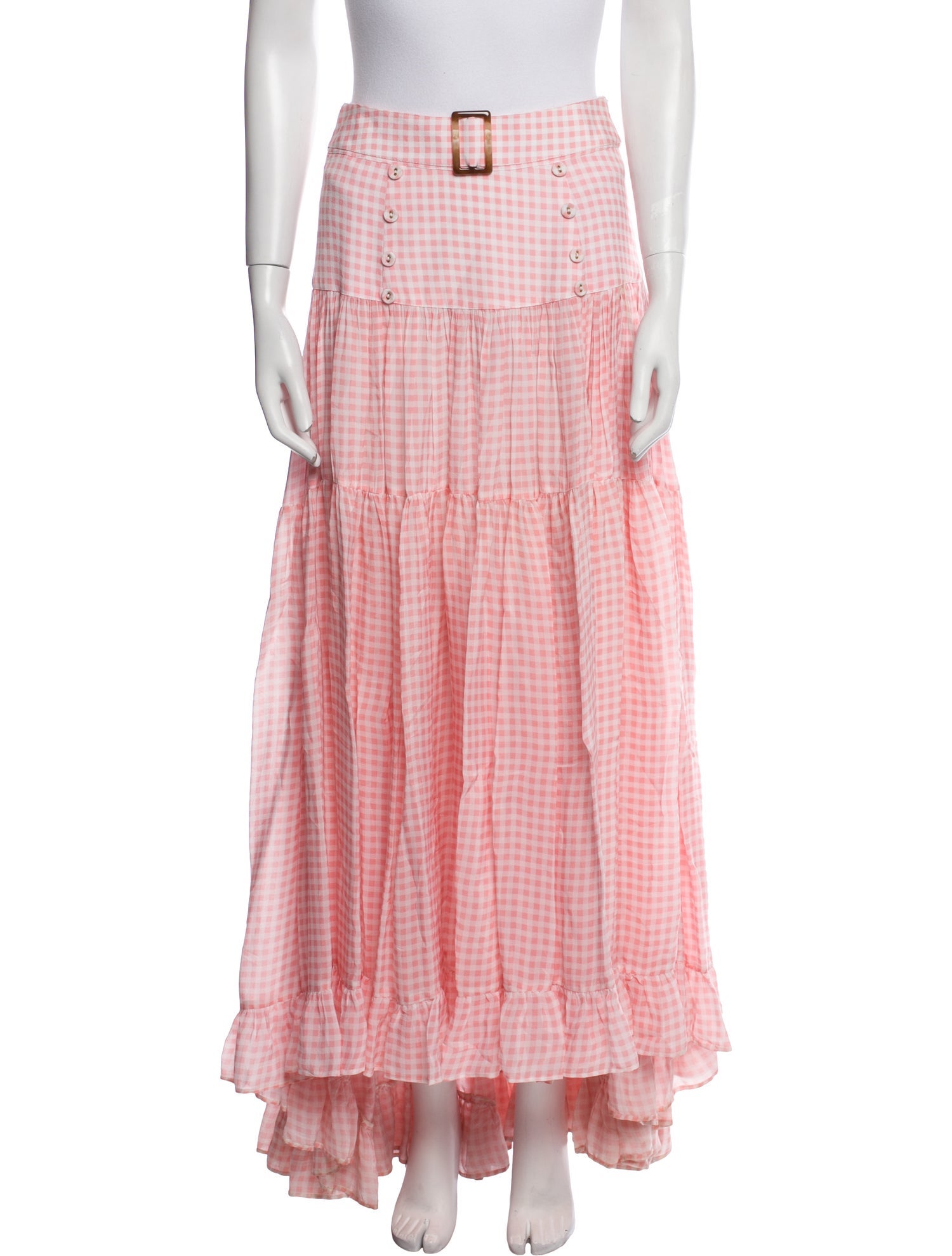 Alexandra Miro Plaid Print Long Skirt