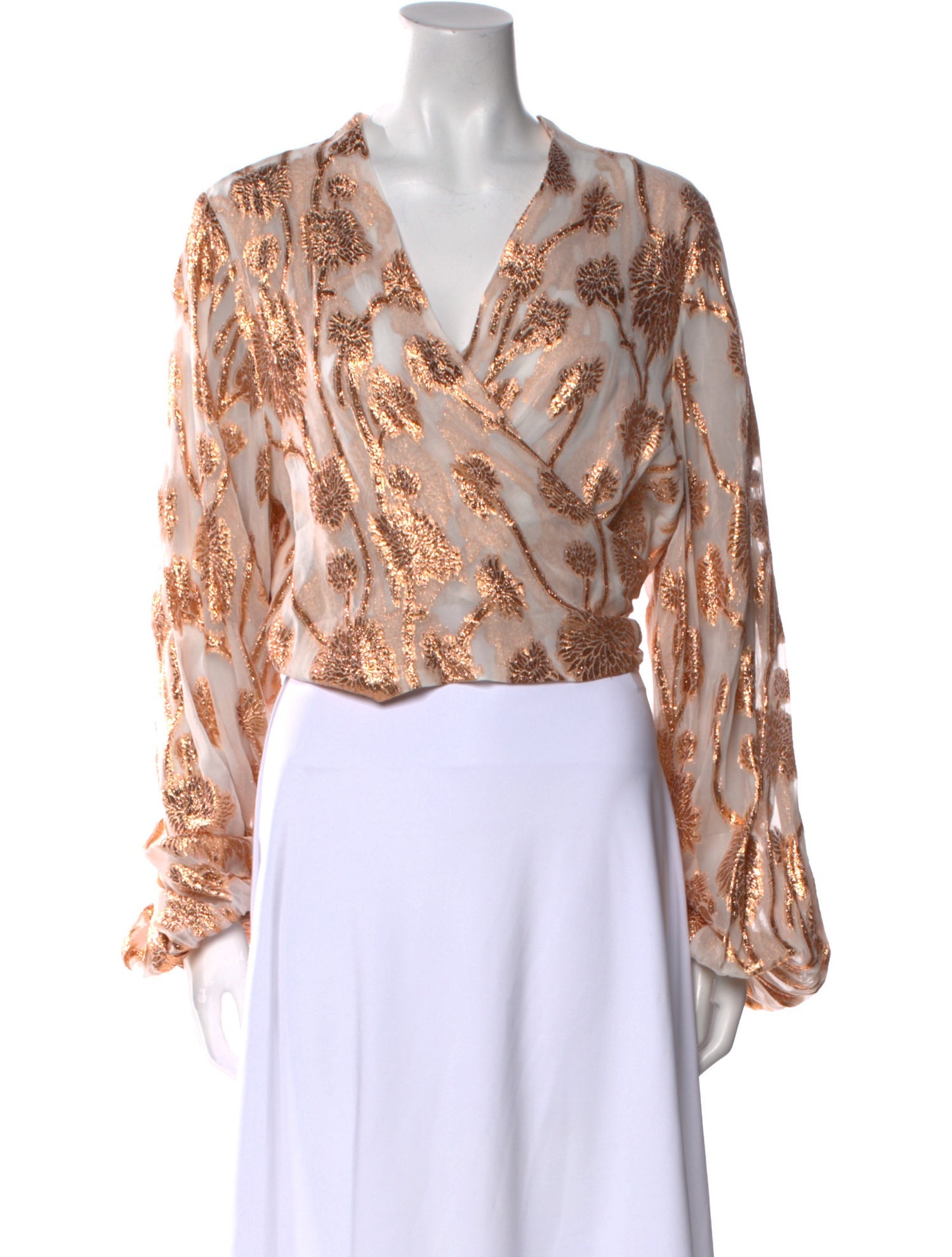 Alexandra Miro Paisley Print V-Neck Crop Top