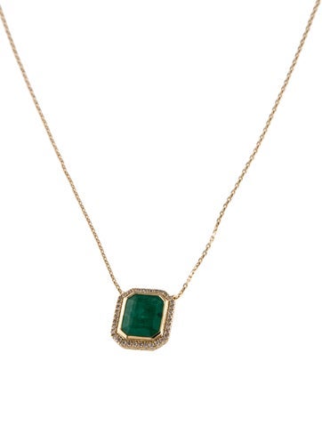 Aamiaa Pendant Necklace 14K Emerald & Diamond