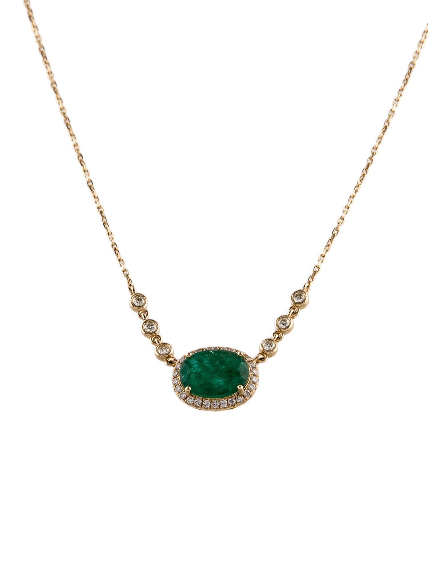 Aamiaa 14K 2.24ct Emerald & Diamond Pendant Necklace