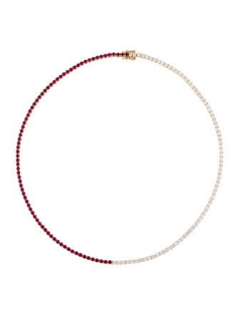 Aamiaa 14K Synthetic Ruby & Lab-Grown Diamond Tennis Necklace