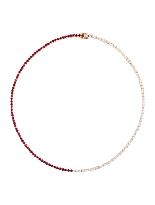Aamiaa 14K Synthetic Ruby & Lab-Grown Diamond Tennis Necklace