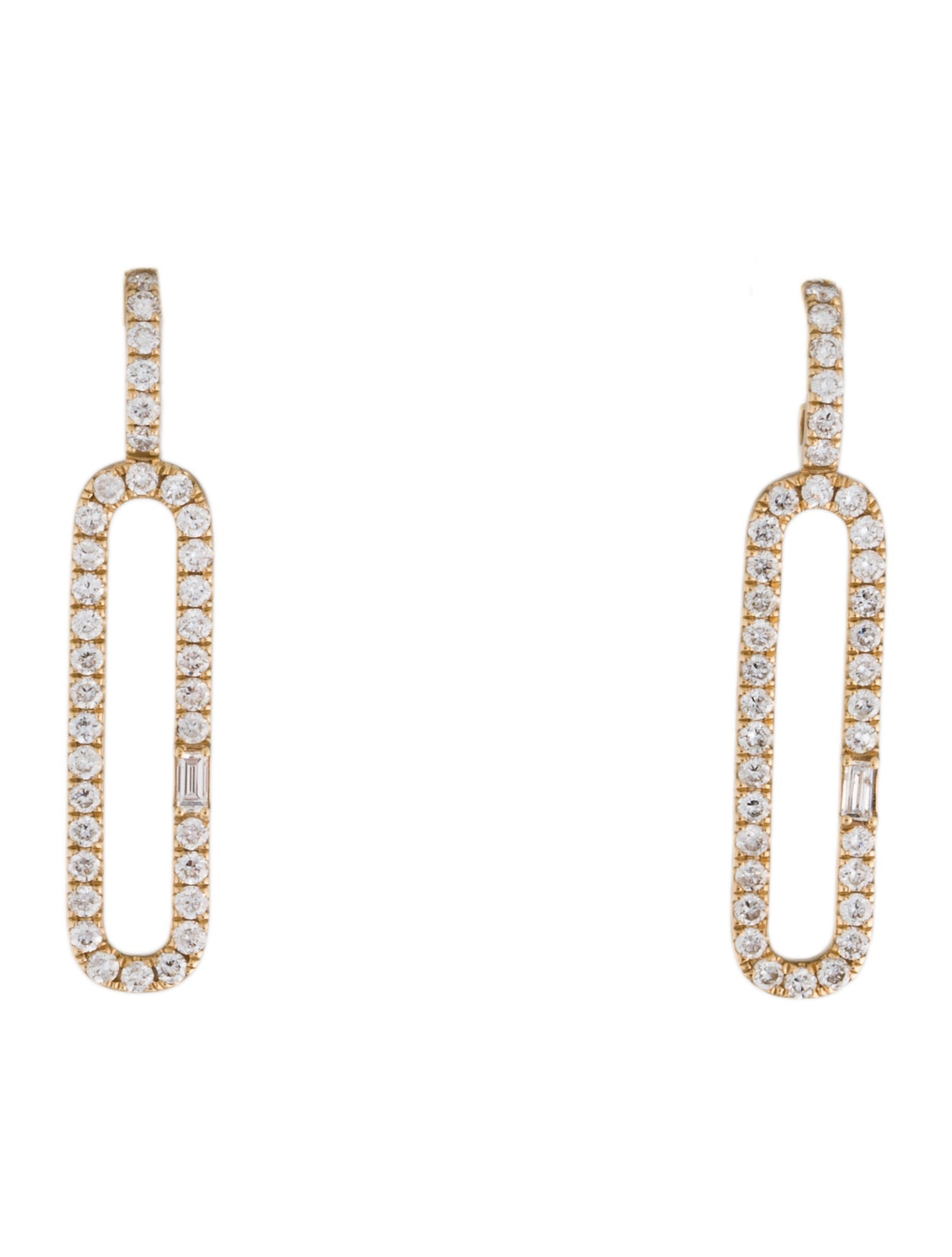Aamiaa 14K Lab-Grown Diamond Paperclip Earrings