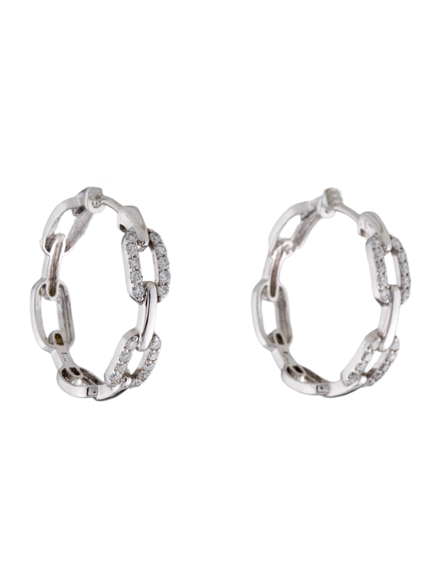 Aamiaa 14k Diamond Lab-Grown Chain Link Hoop Diamond Earrings