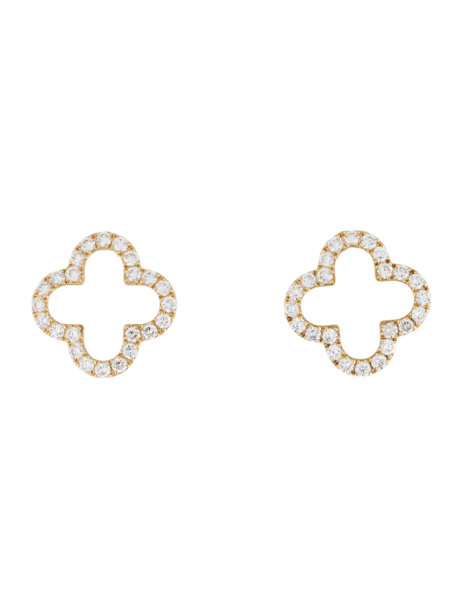 Aamiaa 14K 1.08ctw Lab-Grown Clover Stud Diamond Earrings