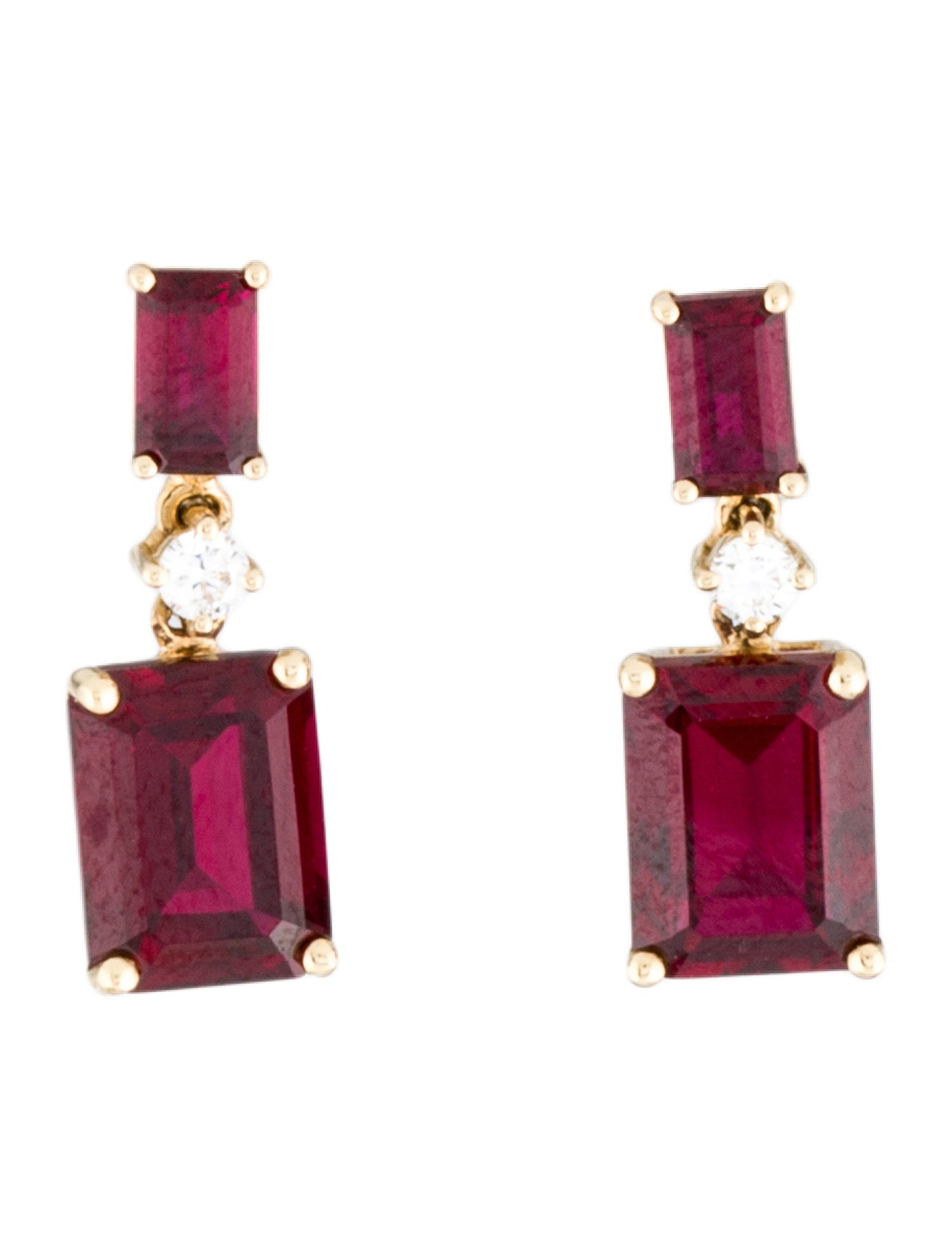 Aamiaa 14K Synthetic Ruby & Lab-Grown Diamond Drop Earrings
