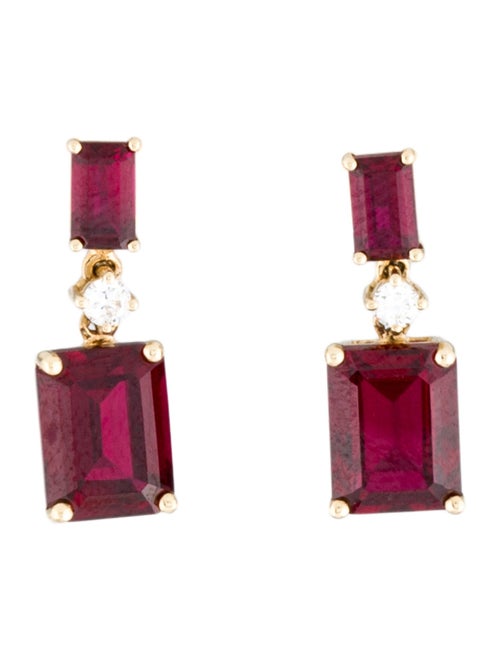 Aamiaa 14K Synthetic Ruby & Lab-Grown Diamond Drop Earrings
