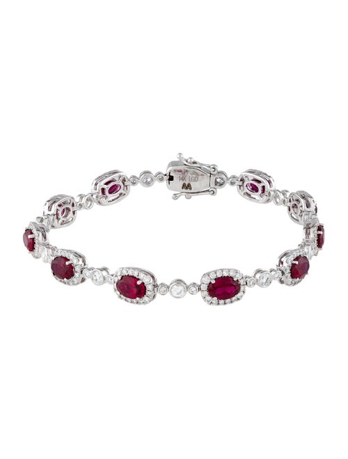 Aamiaa 14K Lab-Grown Diamond & Synthetic Ruby Link Bracelet