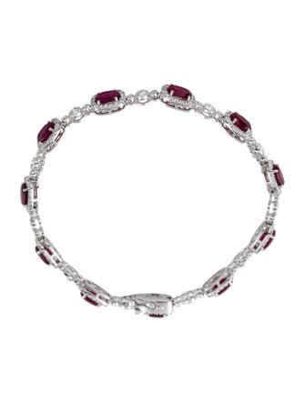 Aamiaa 14K Lab-Grown Diamond & Synthetic Ruby Link Bracelet