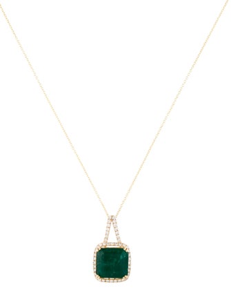 Aamiaa 14K Emerald & Diamond Pendant Necklace