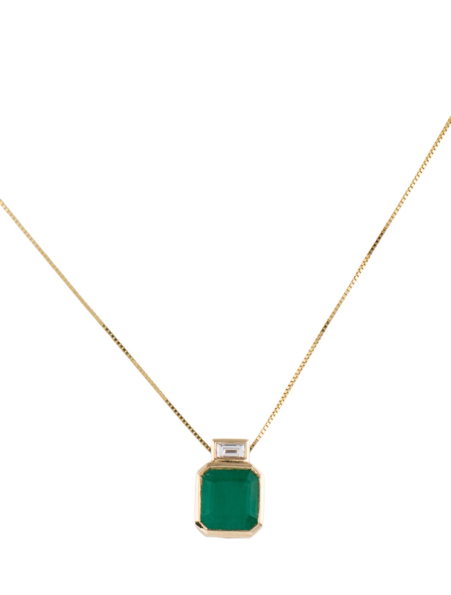 Aamiaa 14K Emerald & Diamond Pendant w/ 10K Chain