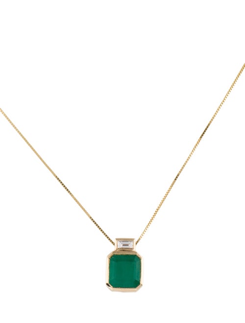 Aamiaa 14K Emerald & Diamond Pendant w/ 10K Chain