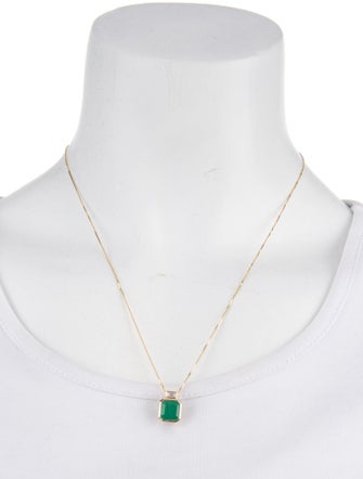 Aamiaa 14K Emerald & Diamond Pendant w/ 10K Chain