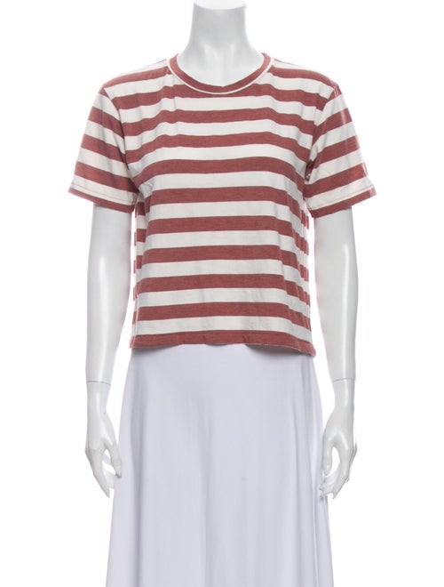 AMO Striped Crew Neck T-Shirt Red