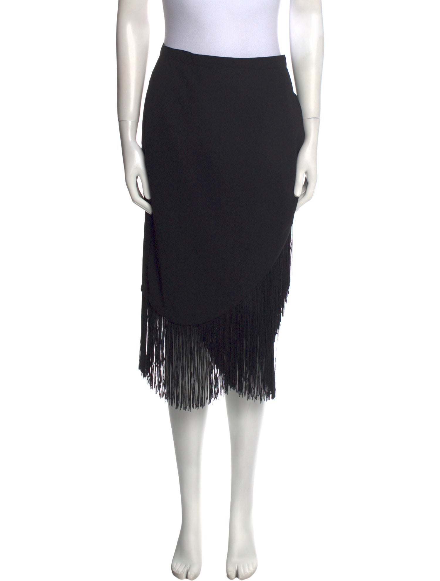 Amotea Fringe Trim Accent Knee-Length Skirt