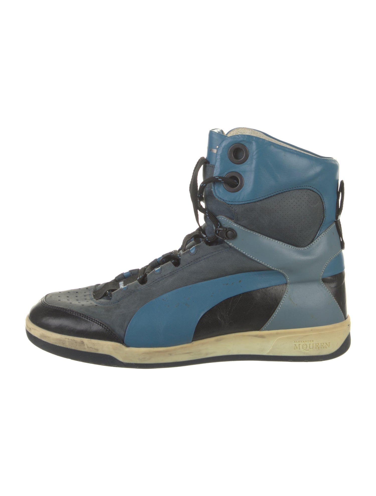 Alexander McQueen x Puma Leather Colorblock Pattern Lace-Up Boots