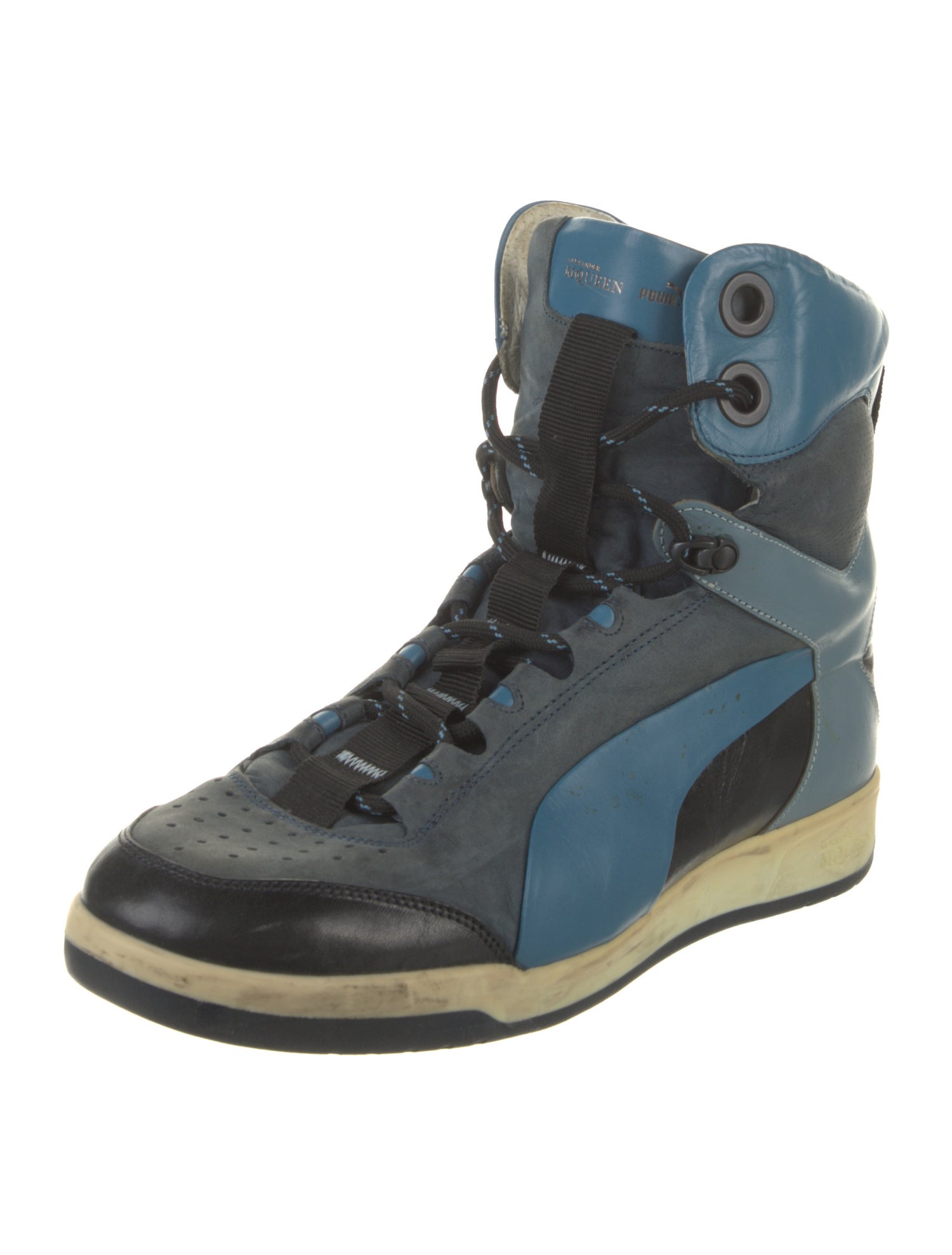 Alexander McQueen x Puma Leather Colorblock Pattern Lace-Up Boots