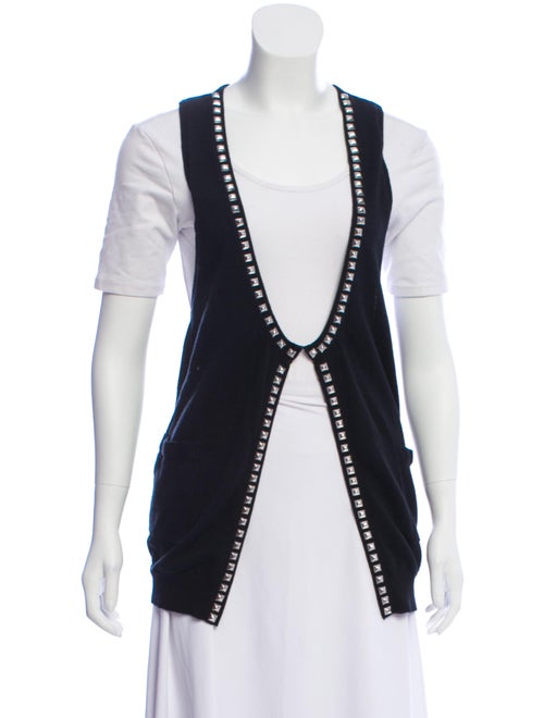 American Retro Studded Sleeveless Cardigan Black