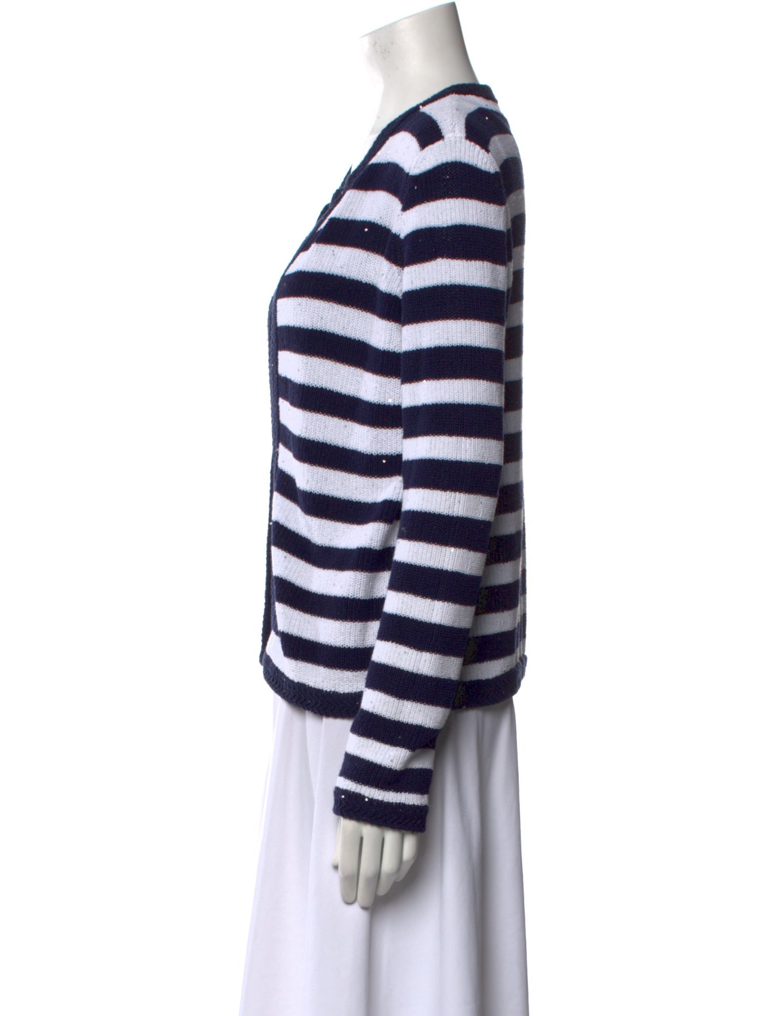 Amina Rubinacci Striped Open Front Sweater