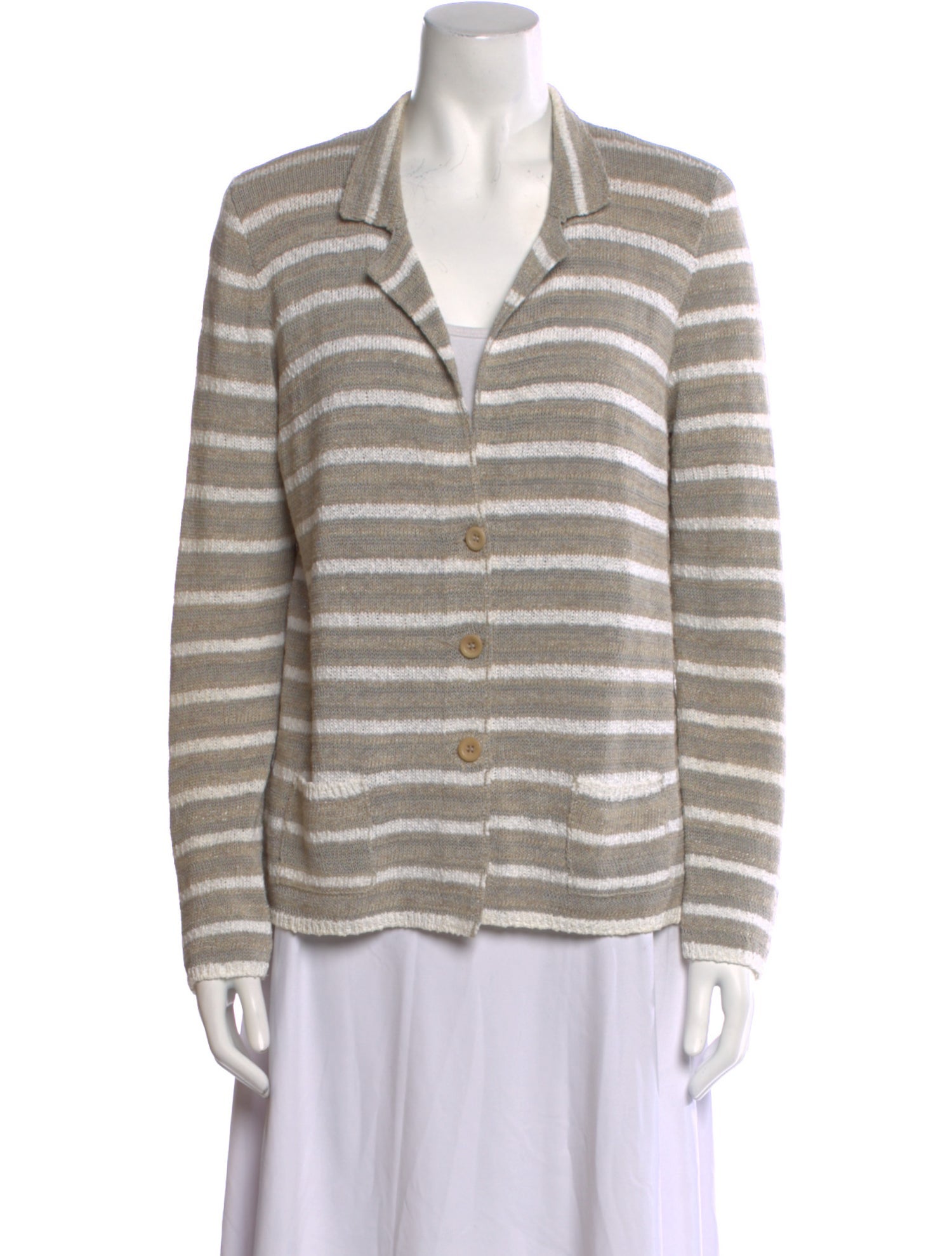 Amina Rubinacci Striped V-Neck Sweater