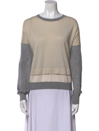 Amina Rubinacci Colorblock Pattern Crew Neck Sweater