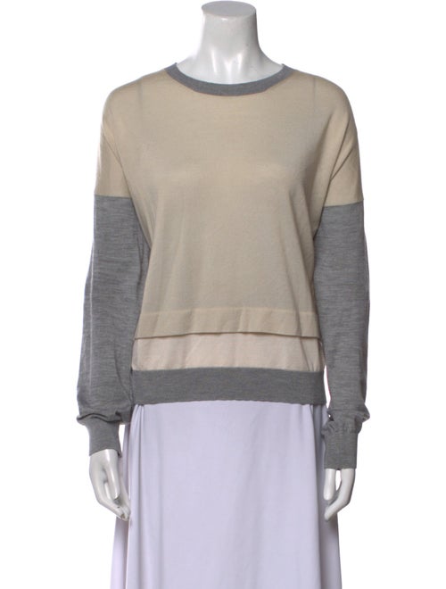 Amina Rubinacci Colorblock Pattern Crew Neck Sweater